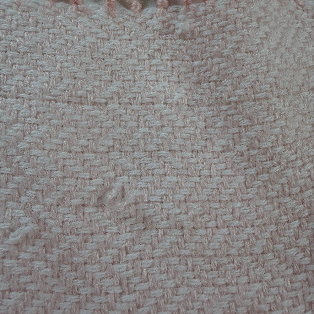 Vintage Feltman Bros Baby Blanket Pink Hand Loomed Soft Fringe Pink White READ - Picture 13 of 16